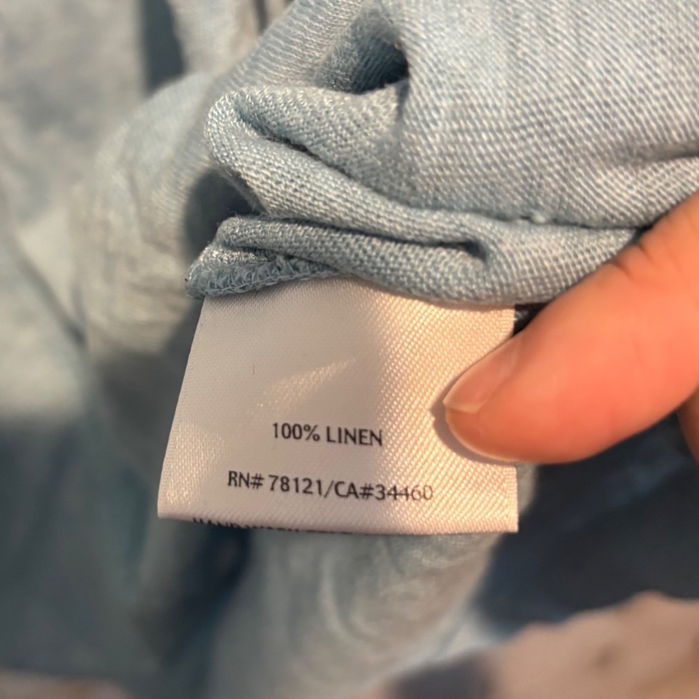 Eileen Fisher Womens XL Blue 100% Linen Slub V-Neck Boxy Oversized Tee Top - Picture 7 of 7